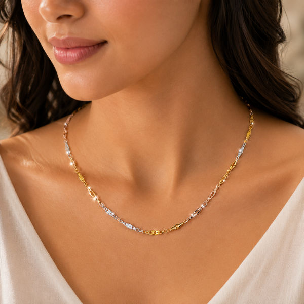 Triple Tone Rose n petals Neckchain